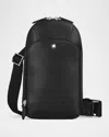 Montblanc Leather Crossbody Bag With Adjustable Strap And Metal Hardware In Black