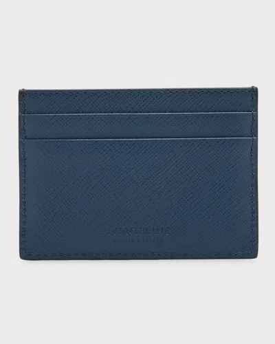 Montblanc Men's Sartorial Saffiano Leather Card Holder In Blue