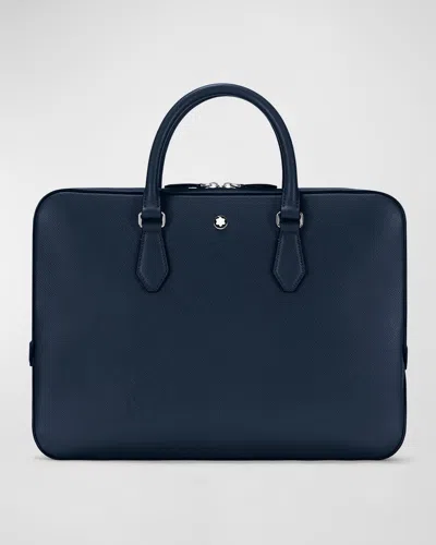 Montblanc Men's Sartorial Thin Saffiano Leather Document Briefcase In Blue