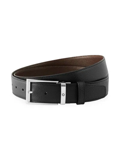 Montblanc Men's Trapeze Adjustable Cut-to-size Reversible Leather Belt In Brown