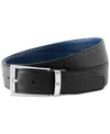 Montblanc Men's Trapeze Buckle Reversible Leather Belt In Black