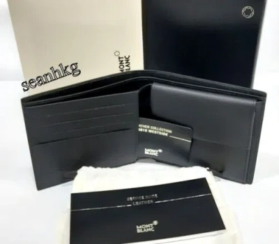 Pre-owned Montblanc Men's Westside 4cc Black Wallet Coin Case Leather Authentic 8373