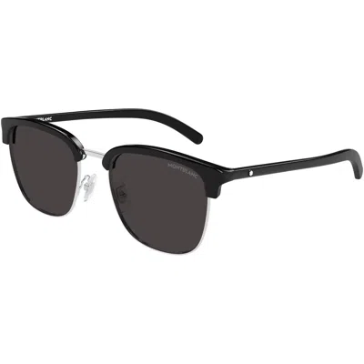 Montblanc Mens Half Rim Sunglasses In Silver/black