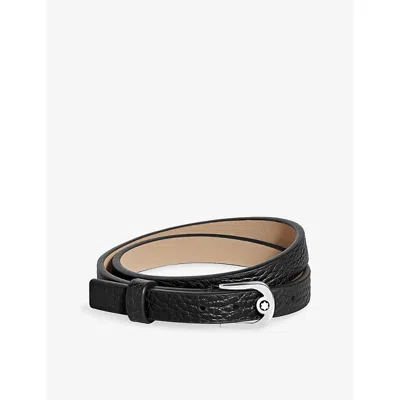 Montblanc Mens Horseshoe-buckle Leather Bracelet In Black