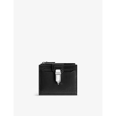 Montblanc Mens Black Soft 6 Credit Card Mini Leather Wallet With Money Clip