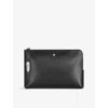 Montblanc Mens Black Soft Brand-plaque Leather Pouch In Black