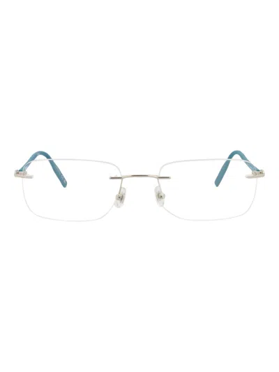 Montblanc Metal Square/rectangle Men's Optical Frames In Silver