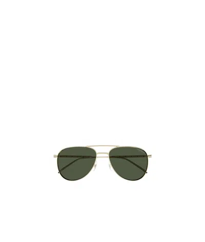 Montblanc Metallic Pilot-frame Sunglasses In Green