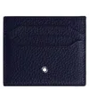 Montblanc Midnight Blue Grain Leather 6cc Card Holder In Blue