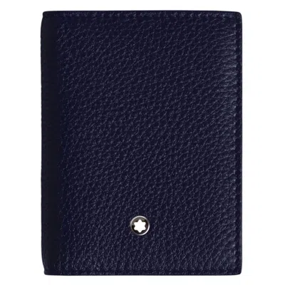 Montblanc Midnight Blue Grain Leather Card Holder In Multi