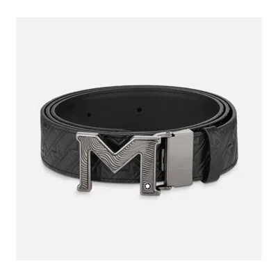 Montblanc M Buckle Reversible Leather Belt In Black
