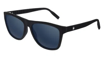 Pre-owned Montblanc Mont Blanc Mb0062s-002 Black Sunglasses In Blue