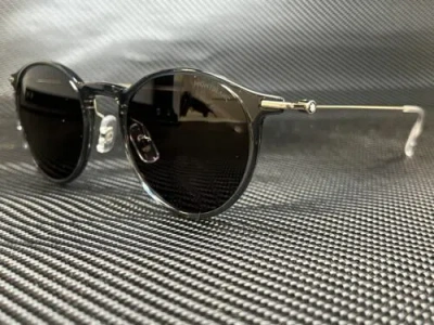 Pre-owned Montblanc Mont Blanc Mb0097s 001 Grey Round 50 Mm Men's Sunglasses