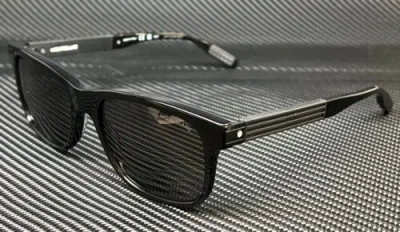 Pre-owned Montblanc Mont Blanc Mb0163s 001 Black Grey Men's 56 Mm Large Sunglasses In Gray