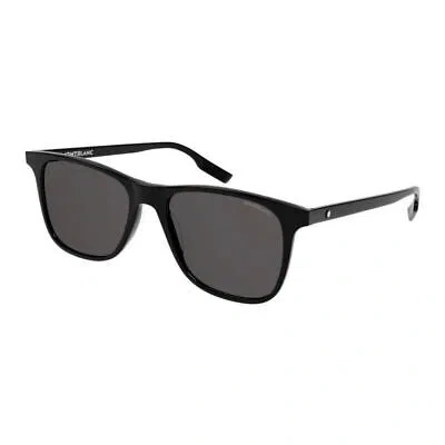 Pre-owned Montblanc Mont Blanc Mb0174s-001 Black Black Grey Sunglasses In Gray