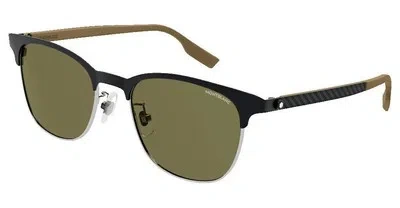 Pre-owned Montblanc Mont Blanc Mb0183s-004-53 Black Sunglasses In Green