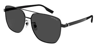 Pre-owned Montblanc Mont Blanc Mb0184sk-001 Black Black Smoke Sunglasses