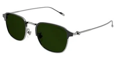 Pre-owned Montblanc Mont Blanc Mb0189s-005-54 Ruthenium Sunglasses In Green