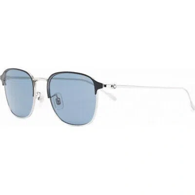 Pre-owned Montblanc Mont Blanc Mb0189s-006 Silver Silver Blue Sunglasses