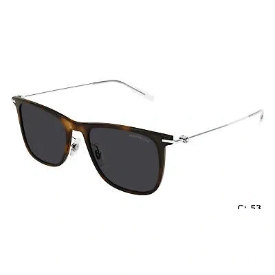 Pre-owned Montblanc Mont Blanc Mb0206s-002 Havana Silver Grey Sunglasses