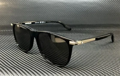Pre-owned Montblanc Mont Blanc Mb0216s 001 Black Grey Men's 56 Mm Xl Size Sunglasses In Gray