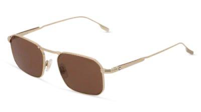 Pre-owned Montblanc Mont Blanc Mb0218s-002 Gold Gold Brown Sunglasses