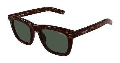 Pre-owned Montblanc Mont Blanc Mb0226s-007 Havana Havana Green Sunglasses