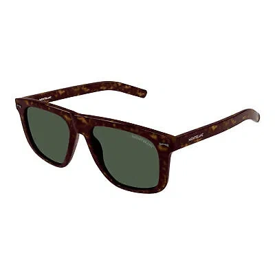 Pre-owned Montblanc Mont Blanc Mb0227s-002 Havana Havana Green Sunglasses