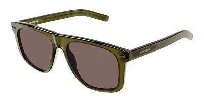 Pre-owned Montblanc Mont Blanc Mb0227s-004 Green Green Brown Sunglasses