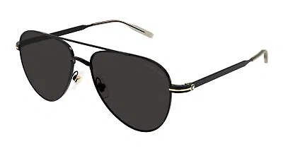 Pre-owned Montblanc Mont Blanc Mb0235s-004 Black Black Grey Sunglasses In Gray