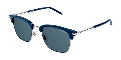 Pre-owned Montblanc Mont Blanc Mb0242s-008 Blue Blue Blue Sunglasses