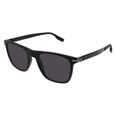 Pre-owned Montblanc Mont Blanc Mb0248s-001 Black Black Grey Sunglasses In Gray