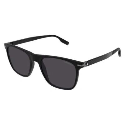 Pre-owned Montblanc Mont Blanc Mb0248s-001 Black Black Grey Sunglasses In Gray