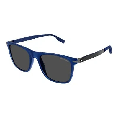 Pre-owned Montblanc Mont Blanc Mb0248s-002 Blue Blue Smoke Sunglasses In Gray