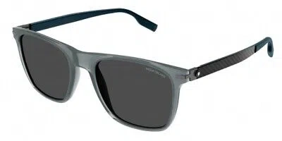 Pre-owned Montblanc Mont Blanc Mb0248s-003 Grey Green Smoke Sunglasses