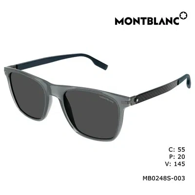 Pre-owned Montblanc Mont Blanc Mb0248s-003 Grey Green Smoke Sunglasses In Gray