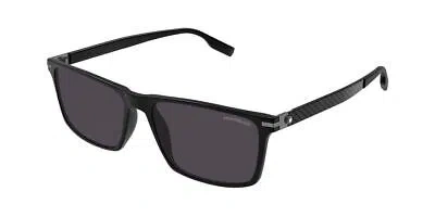 Pre-owned Montblanc Mont Blanc Mb0249s-001 Black Black Grey Sunglasses In Gray