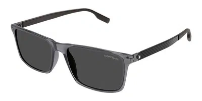 Pre-owned Montblanc Mont Blanc Mb0249s-004 Grey Brown Smoke Sunglasses In Gray