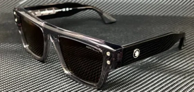 Pre-owned Montblanc Mont Blanc Mb0253s 003 Black Extra Large 52 Mm Sunglasses In Gray