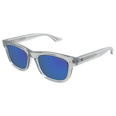 Pre-owned Montblanc Mont Blanc Mb0254s-004 Grey Grey Blue Sunglasses In Mirror