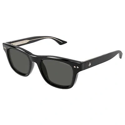 Pre-owned Montblanc Mont Blanc Mb0254s-005 Black Black Smoke Sunglasses In Polarized