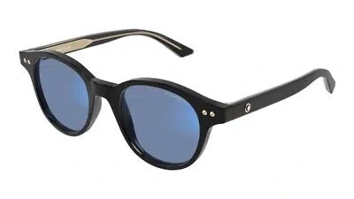 Pre-owned Montblanc Mont Blanc Mb0255s-001 Black Black Sunglasses In Blue
