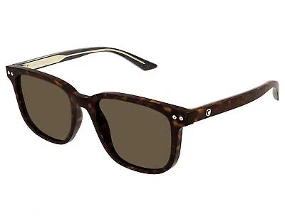 Pre-owned Montblanc Mont Blanc Mb0258sa-002 Havana Havana Brown Sunglasses