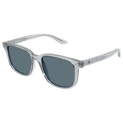 Pre-owned Montblanc Mont Blanc Mb0258sa-004 Grey Grey Blue Sunglasses