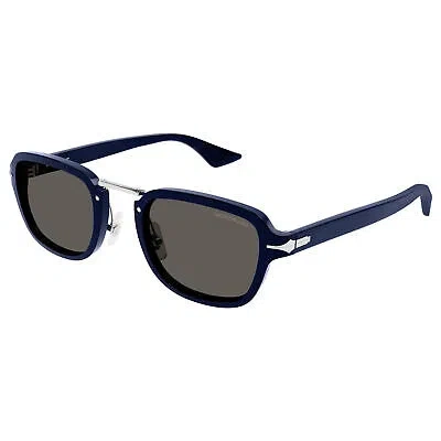 Pre-owned Montblanc Mont Blanc Mb0264s-003 Blue Blue Grey Sunglasses In Gray
