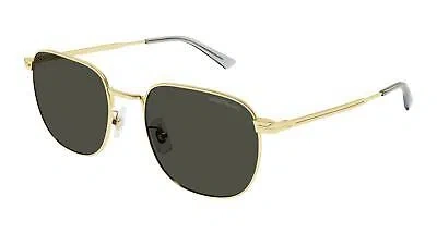 Pre-owned Montblanc Mont Blanc Mb0265s-001 Gold Gold Grey Sunglasses In Gray