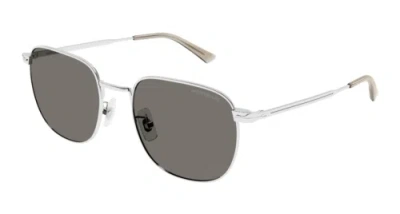 Pre-owned Montblanc Mont Blanc Mb0265s-002 Silver Silver Grey Sunglasses In Gray
