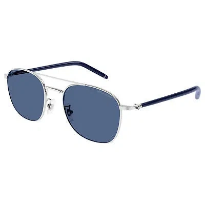 Pre-owned Montblanc Mont Blanc Mb0271s-003 Silver Blue Blue Sunglasses