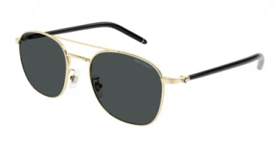 Pre-owned Montblanc Mont Blanc Mb0271s-006 Gold Black Grey Sunglasses In Gray