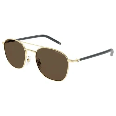 Pre-owned Montblanc Mont Blanc Mb0271s-009 Gold Grey Brown Sunglasses
